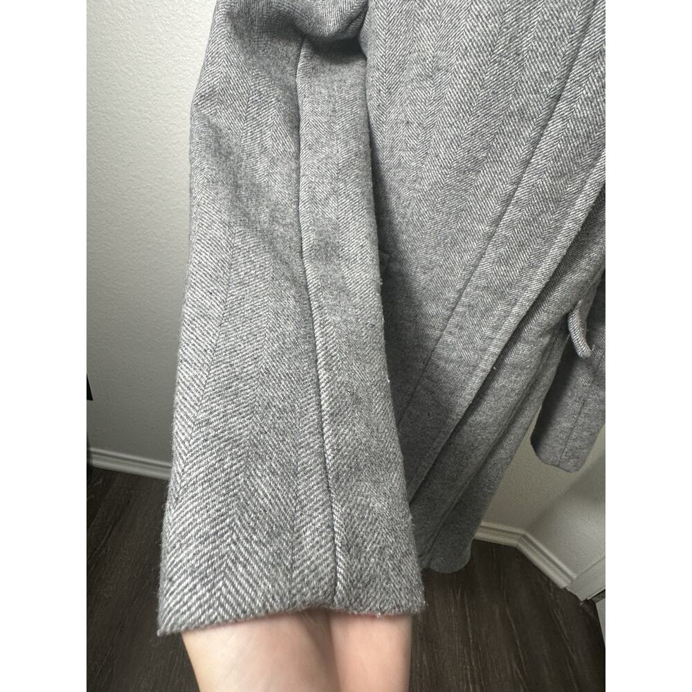 Calvin Klein Women’s XXS Gray Herringbone Wool Blend Coat Zip Snap Mid Length - Picture 14 of 16